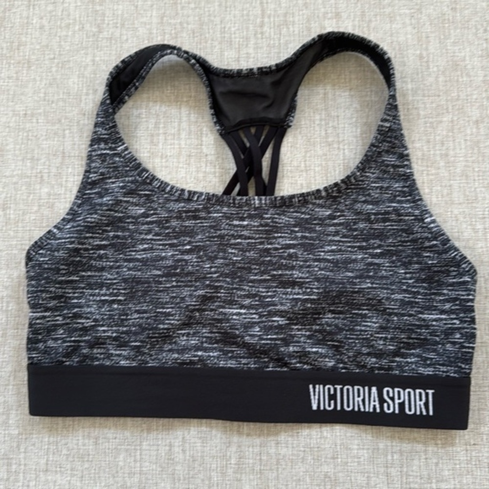 Victorias Secret Sport Bra The Player‎ Racerback black strappy gym Medium